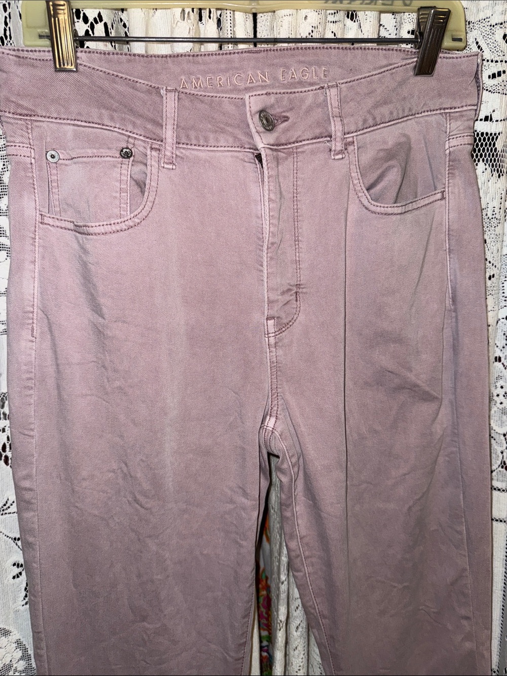 American Eagle Outfitters Mauve Wide Leg Jeans - Picture 2 of 9